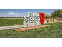 A vibrant community sign set against a backdrop of lush green grass and distant city views at 707 Cottonwood Hill Pl, Henderson, NV 89011