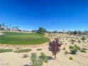 Golf course view featuring immaculate putting green and desert landscaping at 138 Short Grass Ave, Las Vegas, NV 89148
