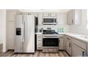 Modern kitchen with stainless steel appliances, sleek countertops, and neutral cabinetry at 4336 Fenton Ln, North Las Vegas, NV 89032