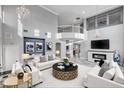 Bright living room with high ceilings, modern fireplace, and stylish decor at 281 Powerbilt Ave, Las Vegas, NV 89148