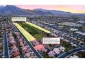 Aerial view of homes near golf course with potential errant golf ball impact at 9812 Folsom Dr, Las Vegas, NV 89134