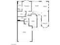 Detailed floor plan outlining the layout of the home including the primary bedroom, living room, and kitchen at 10720 Sky Meadows Ave, Las Vegas, NV 89134