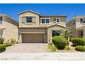 Charming two-story house showcasing a stone facade, two-car garage and well-maintained landscaping at 6730 Pivot Point St, Las Vegas, NV 89148
