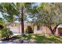 Lovely one-story home featuring mature shade trees and well-manicured lawn at 1135 Hidden Mist St, Henderson, NV 89052