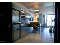 This efficient kitchen features stainless steel appliances and a cozy dining nook with bar stool seating at 4381 W Flamingo Rd # 3118, Las Vegas, NV 89103