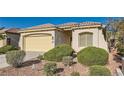 Inviting single-story home with a two-car garage, manicured bushes, and desert landscaping at 10667 Casa Bianca St, Las Vegas, NV 89141