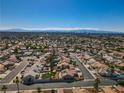 Expansive aerial view of a residential community with single-Gathering homes and well-maintained streets at 4653 Califa Dr, Las Vegas, NV 89122