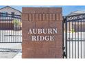 Brick monument sign at the entrance of Auburn Ridge gated community at 1323 Cerulean Ave, Henderson, NV 89002