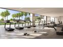 Bright gym with cardio machines and floor-to-ceiling windows overlooking tropical landscaping at 410 Rock Peak Dr # 1704, Henderson, NV 89012