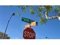 Street corner with visible street names and a stop sign at 7704 Classy Cashmere Ct, Las Vegas, NV 89149