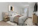 Comfortable main bedroom featuring neutral tones, a cozy rug and stylish modern furniture at 1390 Vegas Valley Dr # 32, Las Vegas, NV 89169