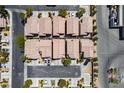 Bird's-eye view showcasing the terracotta tiled roofs of an attractive neighborhood at 4786 Castel Martini Ct, Las Vegas, NV 89147