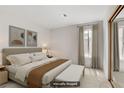 Serene primary bedroom with a plush king-size bed, soft lighting, and mirrored closet at 207 E Van Wagenen St, Henderson, NV 89015
