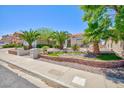 Beautiful single-story home boasting mature palm trees, rock landscaping, and a well-maintained lawn at 905 White Thunder St, Henderson, NV 89002