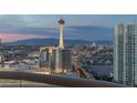 Amazing Las Vegas cityscape view from balcony showcasing the Sahara Hotel and other iconic towers at 2777 Paradise Rd # 2302, Las Vegas, NV 89109