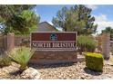 North Bristol community sign surrounded by desert landscaping and iron fencing at 5232 Saranac Rd, Las Vegas, NV 89130