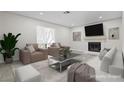 Cozy living room featuring a fireplace, two armchairs, a sofa and a glass table with decorations at 5191 Caliente St # 84, Las Vegas, NV 89119