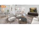 Open concept living and dining area with hardwood floors and an open view to the kitchen at 753 Oakmont Ave # 802, Las Vegas, NV 89109