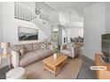 Bright living room boasts neutral decor, vaulted ceilings, and an adjacent dining area at 2306 Jared Ct, North Las Vegas, NV 89032