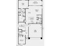 Layout of the home with primary suite, gathering room, kitchen, two bedrooms, and two-bay garage at 4160 E Brusca Way, Pahrump, NV 89061