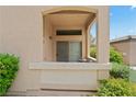 Exterior picture of condo balcony featuring sliding glass door and stucco columns at 8985 S Durango Dr # 1177, Las Vegas, NV 89113