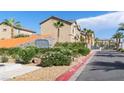 Attractive community entrance with well-maintained landscaping and clear signage at 4559 Dover Straight St, Las Vegas, NV 89115
