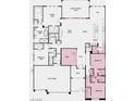 Layout of the home showing the primary suite, flex room, and kitchen with dining area at 489 Carter House Way, Las Vegas, NV 89138