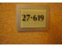Hotel room number 27-619 with Braille sign underneath at 145 E Harmon Ave # 27619, Las Vegas, NV 89109