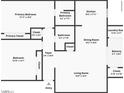 Layout of the home includes primary bedroom, kitchen, living room, dining room and balcony at 4421 Alexis Dr # 429, Las Vegas, NV 89103