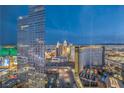 Stunning cityscape view featuring iconic hotels from a high-rise building window at 3726 Las Vegas Blvd # 3105, Las Vegas, NV 89158