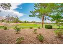 Serene backyard view overlooking a lush green golf course, providing a tranquil and scenic outdoor space at 10646 Heritage Hills Dr, Las Vegas, NV 89134