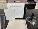 Display of bathroom countertop, cabinet, faucet, and shower tile color and material options at 1551 Pacific Baza St, Las Vegas, NV 89138