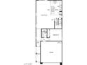 First floor floorplan featuring an open great room, kitchen, bedroom, bathroom, entry, and garage at 1551 Pacific Baza St, Las Vegas, NV 89138