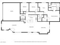 Home floor plan featuring the kitchen, living areas, primary bedroom and bath, and two additional bedrooms at 5528 Stone Lagoon St, North Las Vegas, NV 89031