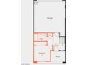 Detailed first-floor plan featuring a bedroom, bathroom, garage, and porch at 5870 Kips Bay St, Las Vegas, NV 89148