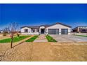 Charming single-story home featuring a modern design with a well-manicured lawn and spacious driveway at 2650 Underbrush Ave, Pahrump, NV 89048