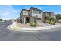 Street view of a charming two-story home with well-maintained landscaping and a two-car garage at 4630 Summer Azure St, North Las Vegas, NV 89031