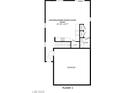 Layout of the first floor with an open-concept kitchen, dining, and living room and an attached garage at 2343 Teatro Ave, Henderson, NV 89044