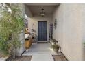 Charming front door entrance with decorative accents and covered porch at 5131 Moose Falls Dr, Las Vegas, NV 89141