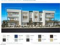 This modern townhome showcases neutral exterior colors and designer-appointed architectural features at 658 Agate Bridge St, Las Vegas, NV 89138
