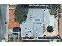 Aerial shot of home with gray roof and an in-ground pool in the backyard, showing property layout at 5178 Wilbur St, Las Vegas, NV 89119