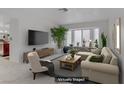Modern living room with neutral tones, ample natural light, and stylish decor at 117 Lotus Blossom Ct, Las Vegas, NV 89145