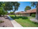View of condo community showcasing mature landscaping, walkway, and well-maintained grounds at 1843 Mimosa Ct, Henderson, NV 89014