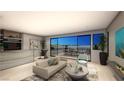Bright living room with lake views, wet bar, modern furniture, and seamless indoor-outdoor flow at 32 Heron Harbour Dr, Henderson, NV 89011