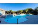 Sparkling pool with a separate hot tub and desert landscaping creates a relaxing backyard oasis at 10234 Renae Nicole Ct, Las Vegas, NV 89183