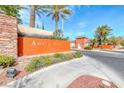 Community sign: Amber Ridge, with desert landscaping, stone accents, and a security gate at 2766 Red Vista Ct, Henderson, NV 89074