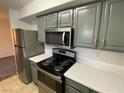 Close-up of a kitchen featuring stainless steel appliances and ample counter space at 555 E Silverado Ranch Blvd # 2030, Las Vegas, NV 89183
