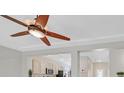Neutral interior featuring an overhead ceiling fan, recessed lighting, and entry to kitchen at 2839 Goldcreek St, Henderson, NV 89052