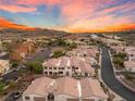 Overhead shot of a neighborhood featuring various homes and well-maintained streets at 251 Big Horn Dr, Boulder City, NV 89005