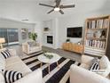 Bright living room boasts stylish furnishings, a fireplace, and seamless access to outdoor living at 3109 W Colton Ave, North Las Vegas, NV 89032